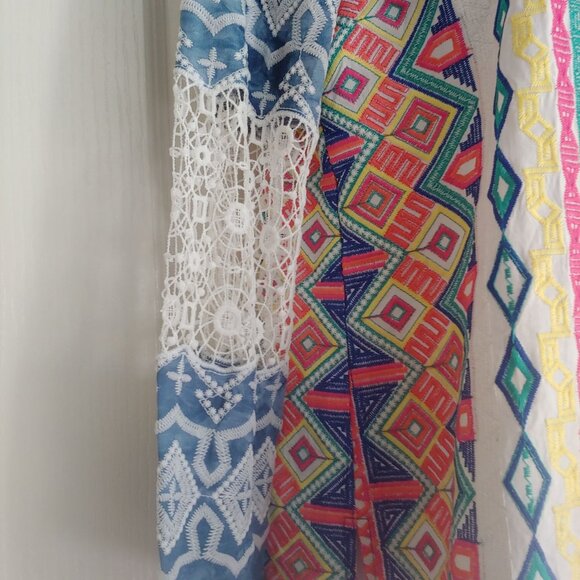 John Mark  Embroidered Patch Lacey Colorful Button L-Sleeve Shirt S - Picture 13 of 15